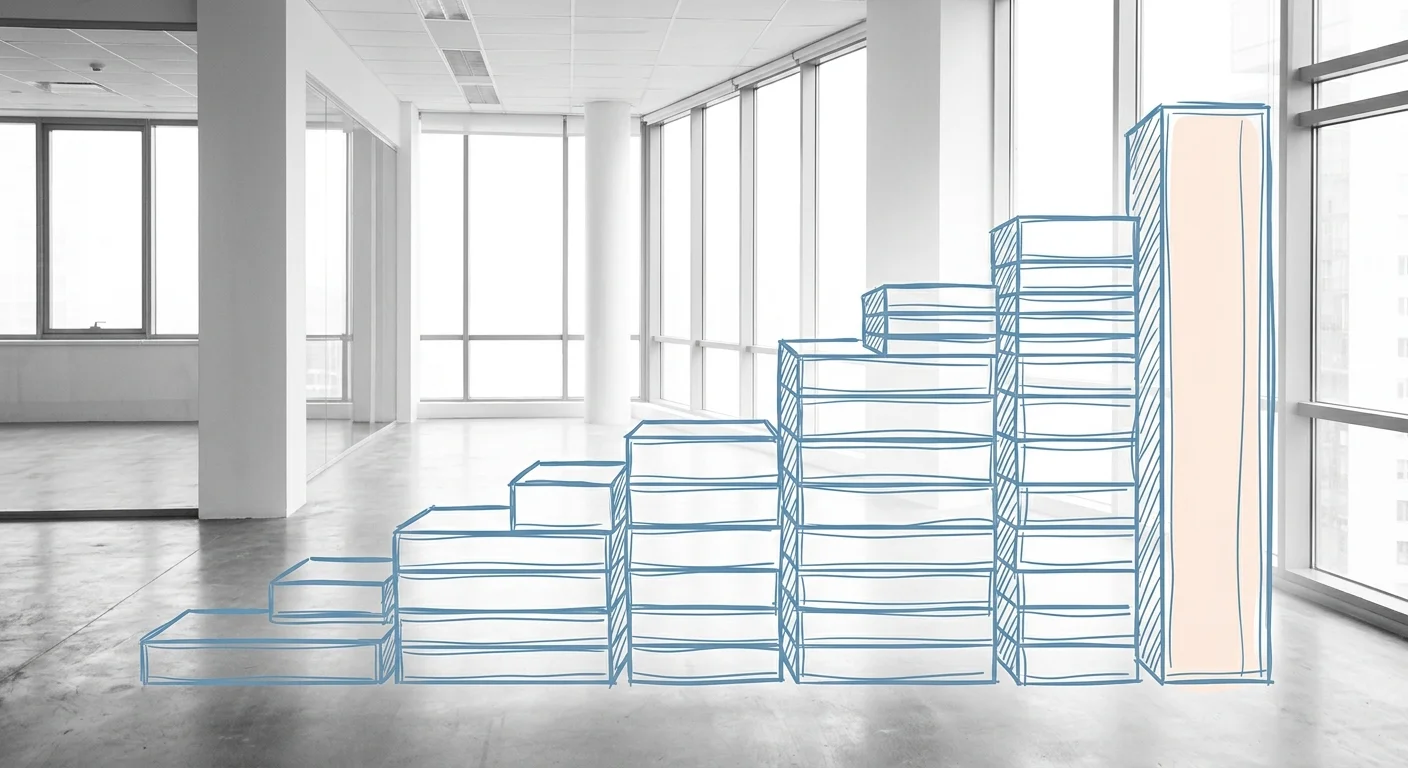 Orange County commercial lease escalation bars rising annually over a lease term