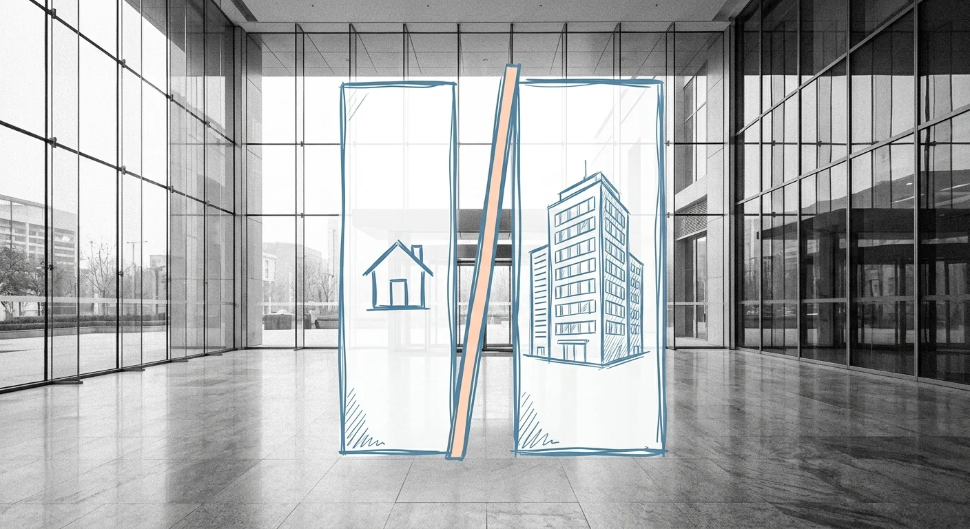 Residential versus owner-user commercial property transaction comparison diagram