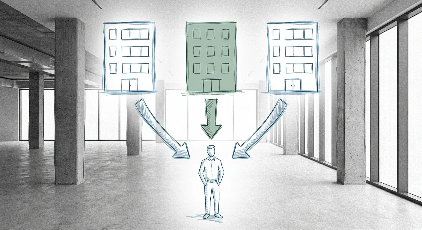tenant comparing three competing commercial buildings to create negotiating leverage