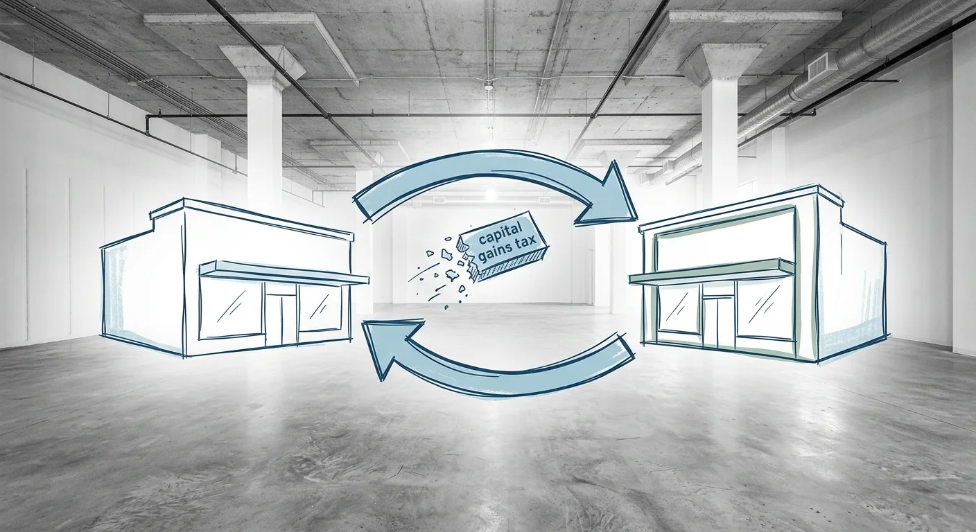 Section 1031 like-kind exchange deferring capital gains on commercial property sale