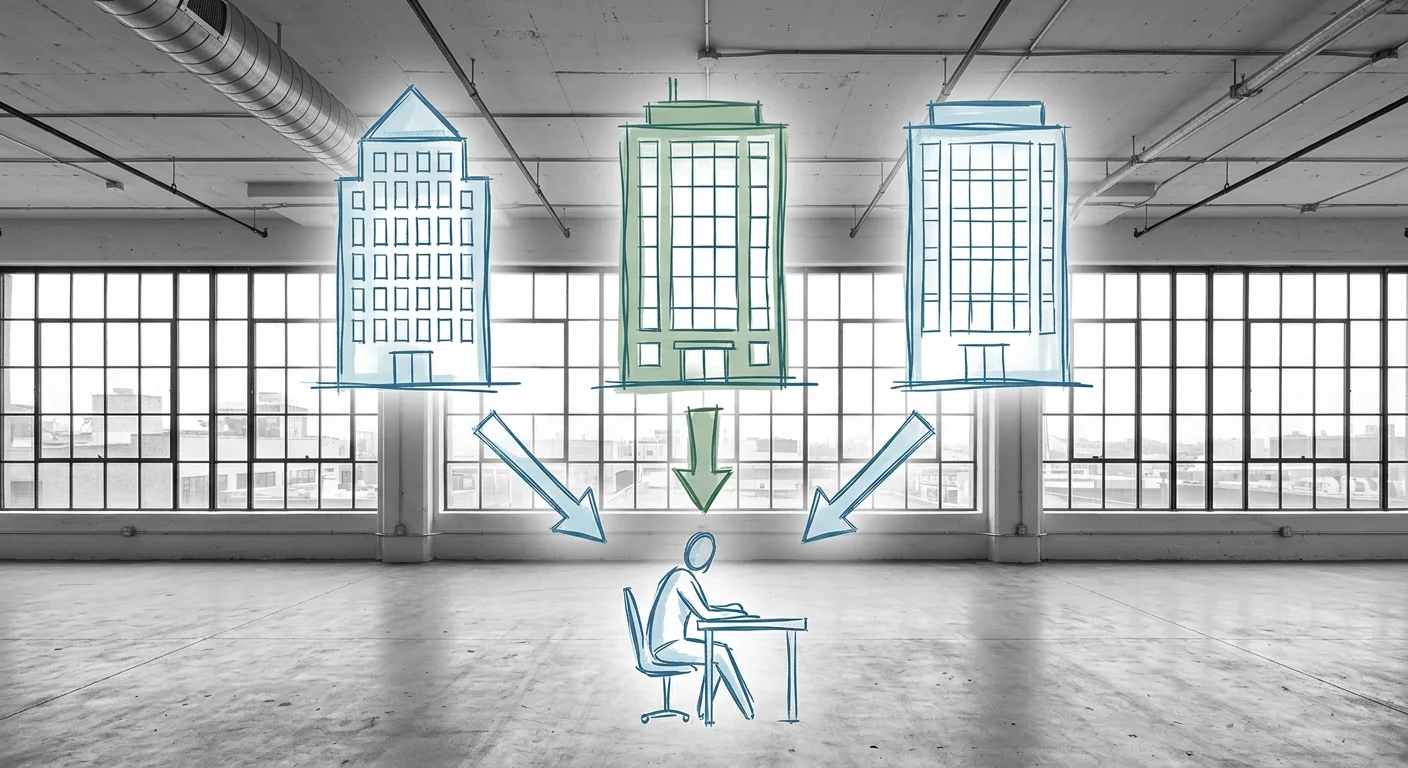 tenant comparing three competing office buildings to create negotiating leverage