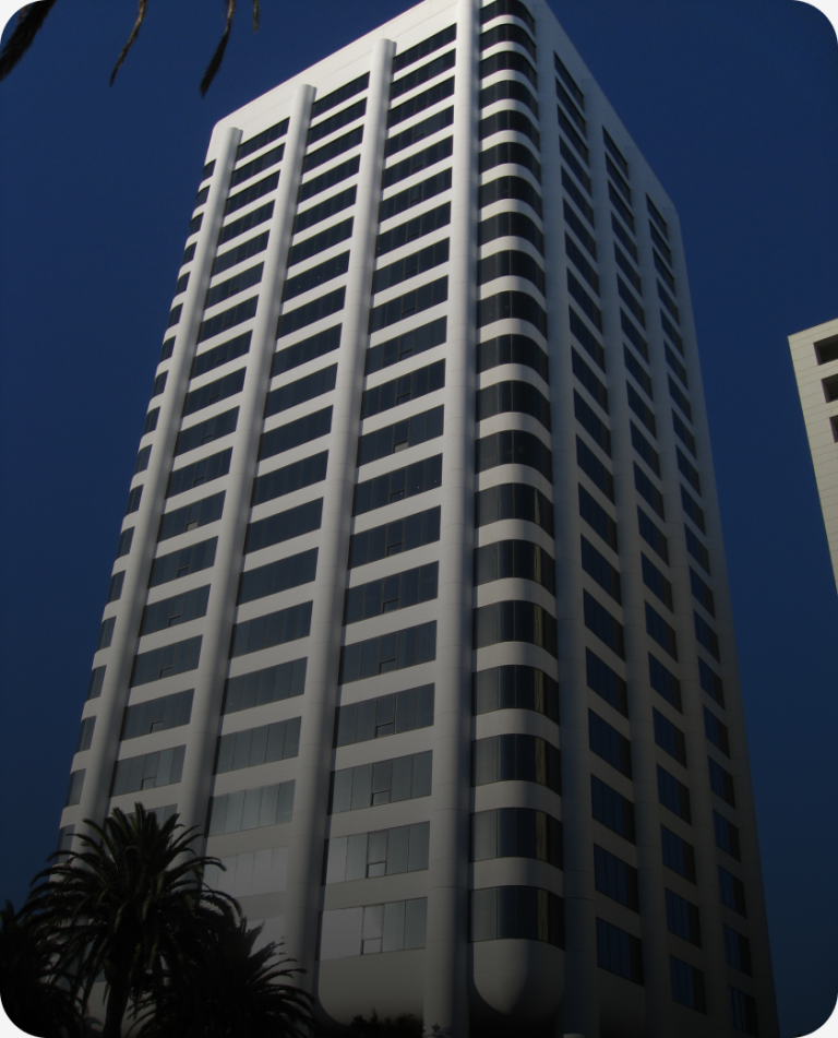 A high-rise office tower in Santa Monica, in the Los Angeles County market served by Peninsula CRE Group